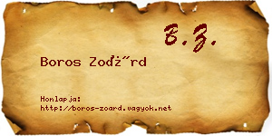 Boros Zoárd névjegykártya